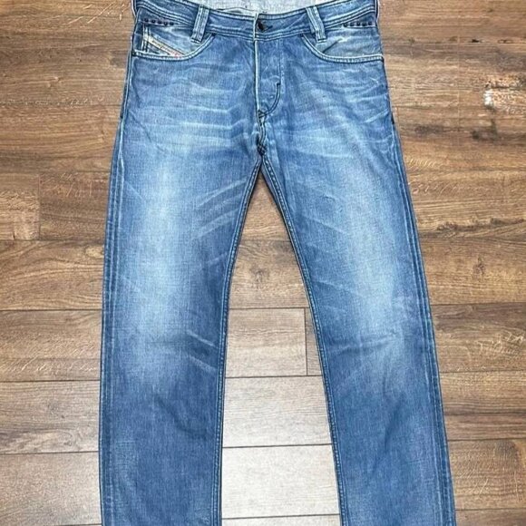 Denim - Blue Faded Straight Leg Jeans